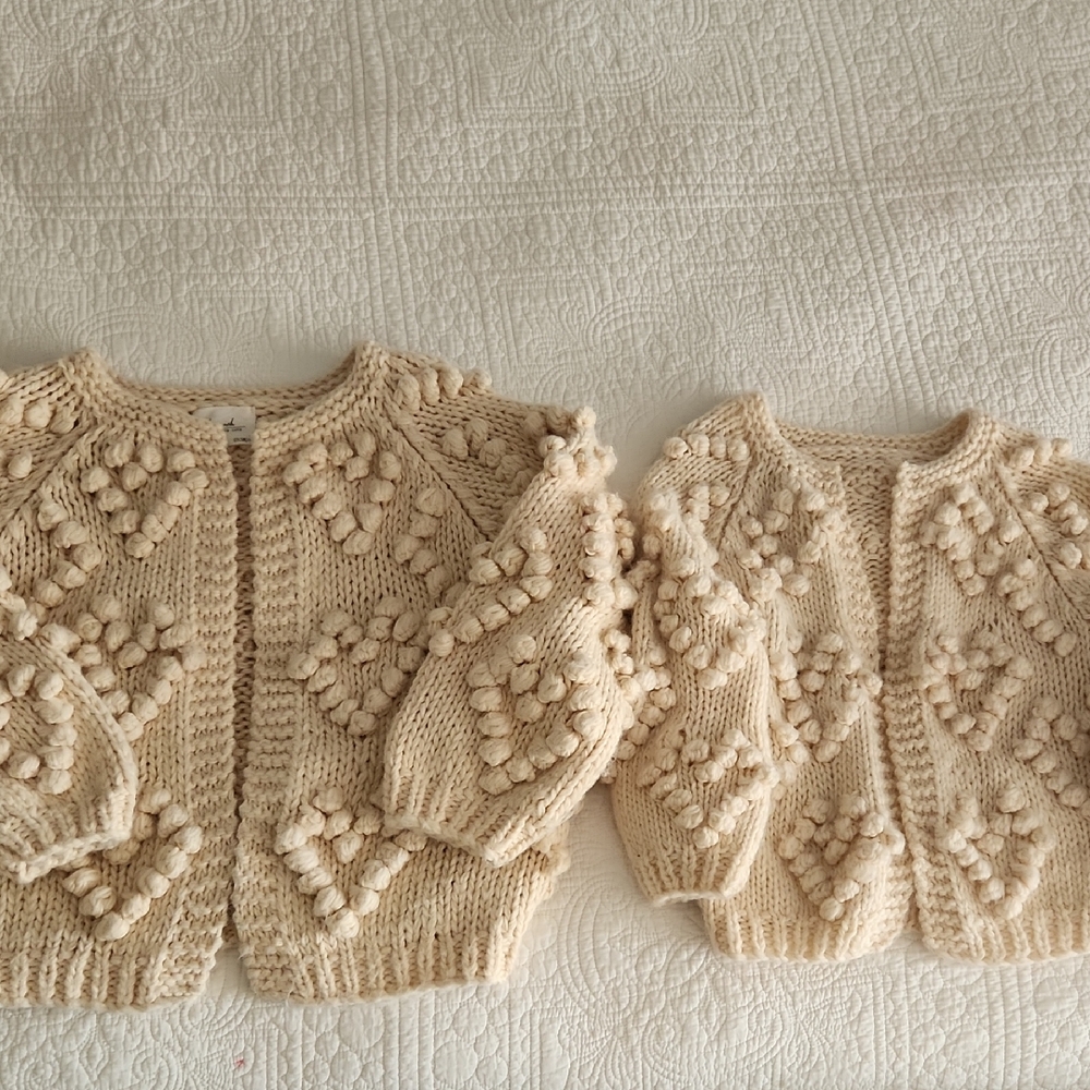 Chickwish Mommy and I.Matching Cream Knit Cardigans